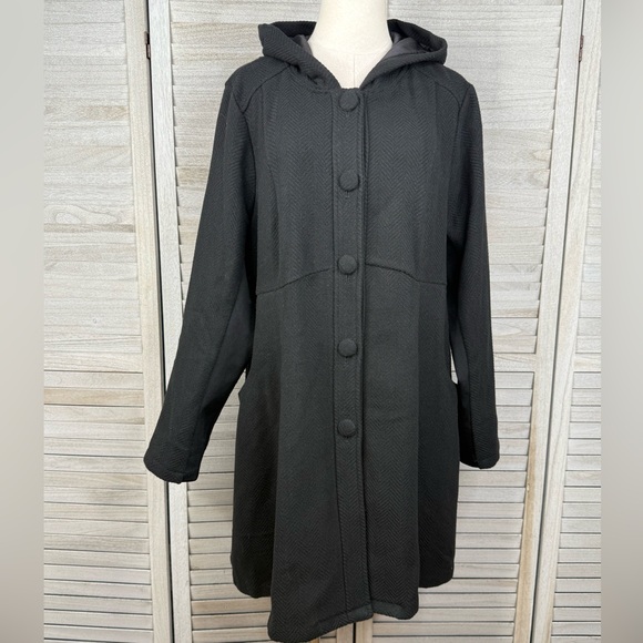 torrid Jackets & Blazers - TORRID Women's Plus Size Black Woolen Hooded Fit & Flare Coat-1X
